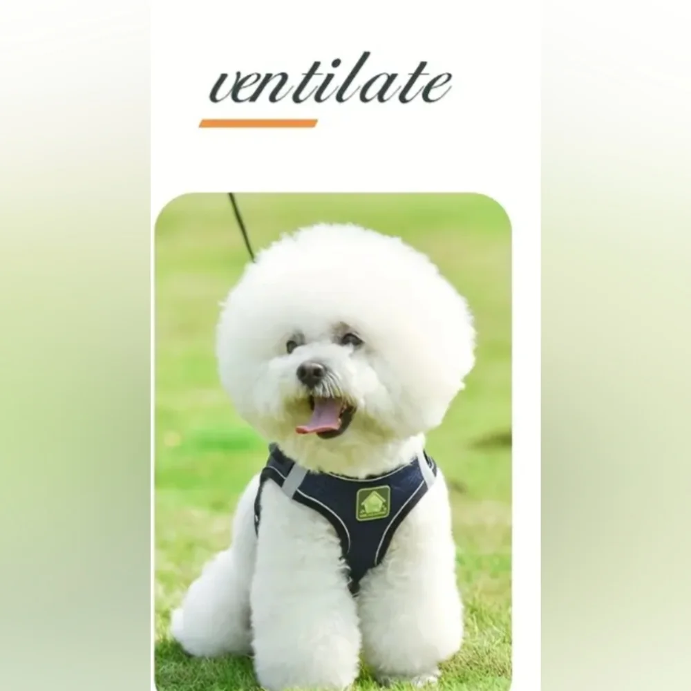 Cat/Dog Adjustable No Escape Breathable Harness NWT Reflective Strips & Leash